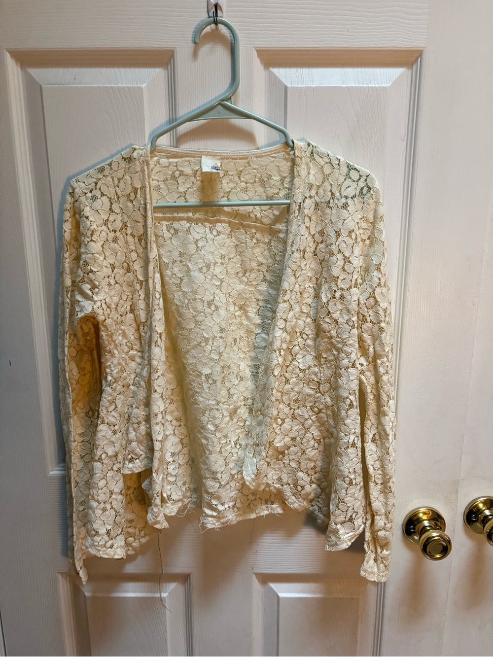 Francesca's Collections Cream Lace Open-Front Cardigan